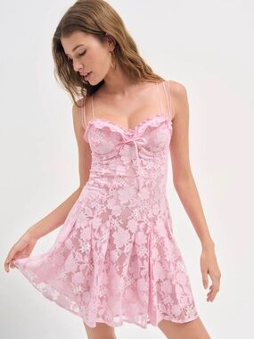 For Love And Lemons Kate Mini Dress In Pink